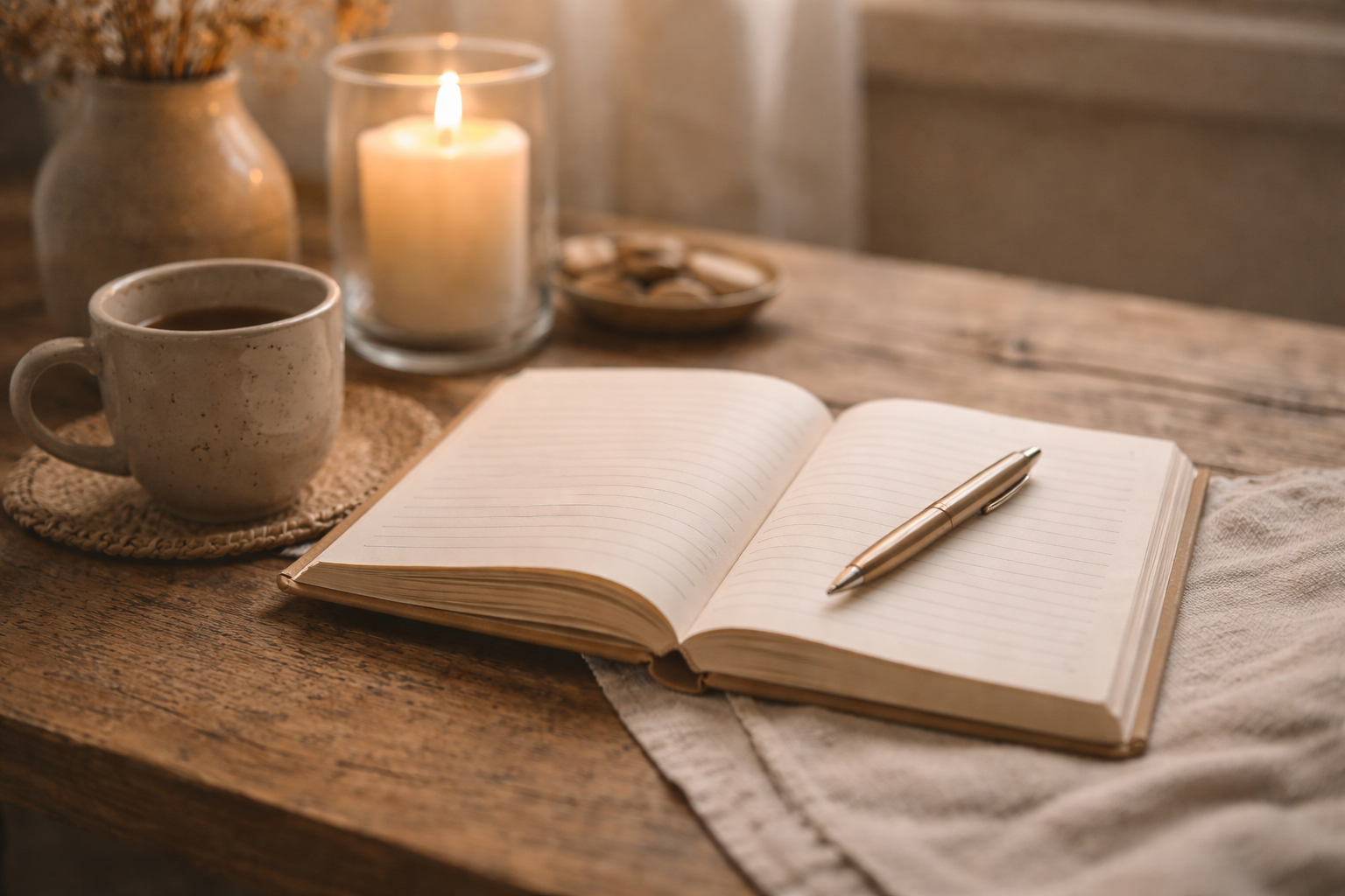 Open journal on table