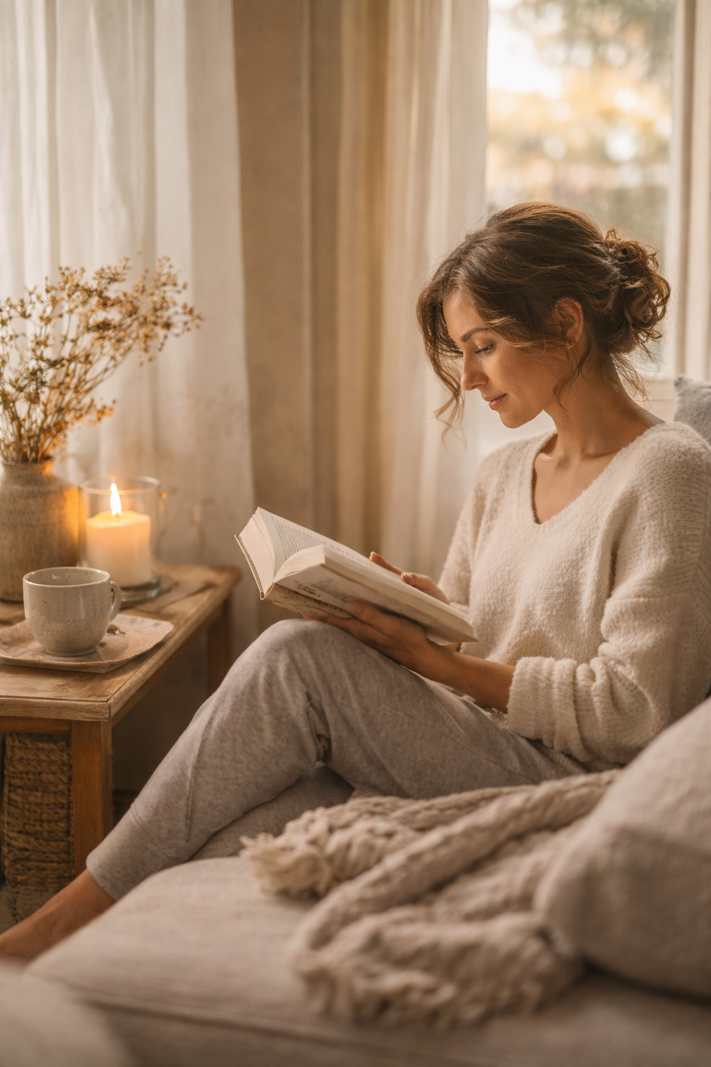 Woman reading in natural light